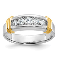 Load image into Gallery viewer, IBGoodman 14k Two Tone 1/2 carat Lab Grown Diamond VS/SI+ G+ Five Stone Complete Polished Men&#39;s Ring

