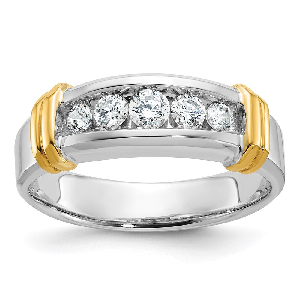 IBGoodman 14k Two Tone 1/2 carat Lab Grown Diamond VS/SI+ G+ Five Stone Complete Polished Men's Ring