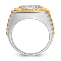 Load image into Gallery viewer, IBGoodman 14k Two-Tone 2 carat Lab Grown Diamond VS/SI+ G+ Complete Ribbed Men&#39;s Cluster Ring
