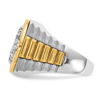Load image into Gallery viewer, IBGoodman 14k Two-Tone 2 carat Lab Grown Diamond VS/SI+ G+ Complete Ribbed Men&#39;s Cluster Ring
