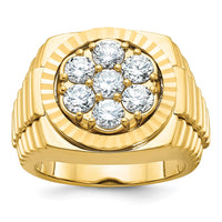 Load image into Gallery viewer, IBGoodman 14k 2 carat Lab Grown Diamond VS/SI+ G+ Complete Ribbed Men&#39;s Cluster Ring
