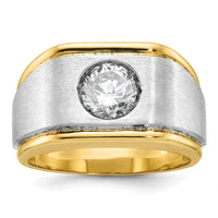 Load image into Gallery viewer, IBGoodman 14k Two Tone 1 carat Lab Grown Diamond VS/SI+ G+ Complete Polished and Satin Men&#39;s Ring
