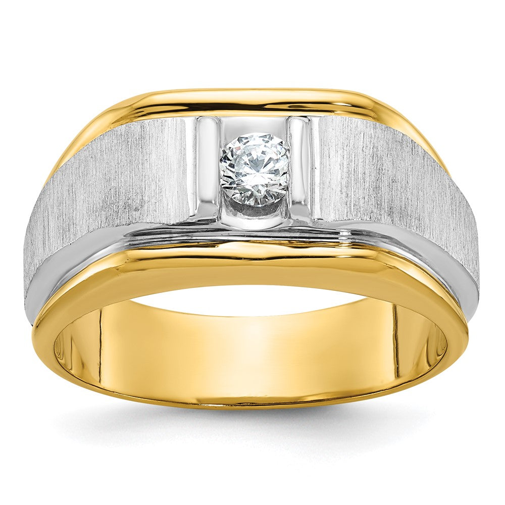 IBGoodman 14k Two Tone 1/4 carat Lab Grown Diamond VS/SI+ G+ Complete Polished and Satin Men's Ring