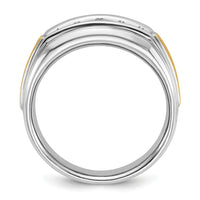 Load image into Gallery viewer, IBGoodman 14k Two Tone 1/2 carat Lab Grown Diamond VS/SI+ G+ Complete Polished Satin and Grooved Five Stone Men&#39;s Ring
