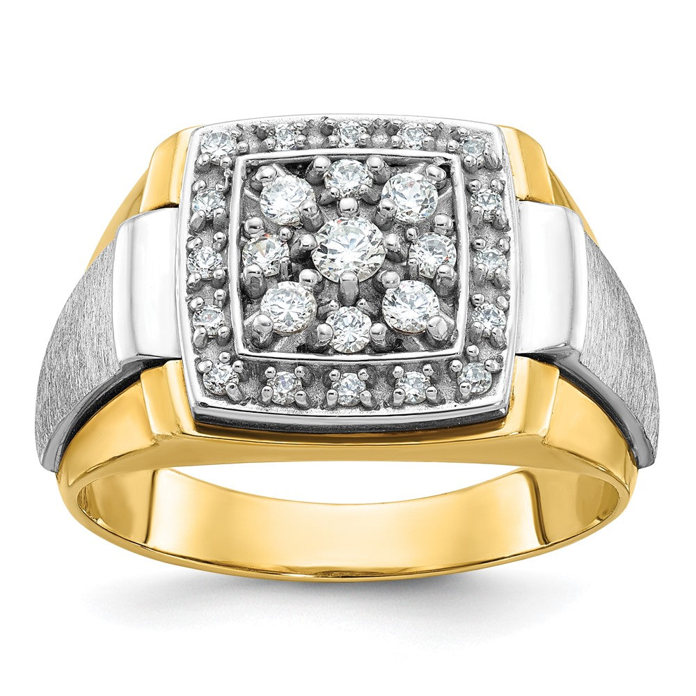 IBGoodman 14k Two Tone 1/2 carat Lab Grown Diamond VS/SI+ G+ Complete Polished and Satin Cluster Ring
