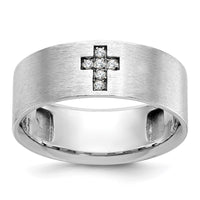 Load image into Gallery viewer, IBGoodman 14k White Gold 1/20 carat Lab Grown Diamond VS/SI+ G+ Complete Satin Cross Men&#39;s Ring
