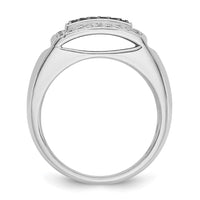 Load image into Gallery viewer, IBGoodman 14k White Gold 3/4 carat Lab Grown Diamond VS/SI+ G+ and Black Mined Diamond Complete Rectangle Cluster Men&#39;s Ring
