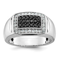 Load image into Gallery viewer, IBGoodman 14k White Gold 3/4 carat Lab Grown Diamond VS/SI+ G+ and Black Mined Diamond Complete Rectangle Cluster Men&#39;s Ring
