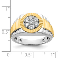 Load image into Gallery viewer, IBGoodman 14k Two-Tone 1/2 carat Lab Grown Diamond VS/SI+ G+ Complete Ribbed Men&#39;s Cluster Ring
