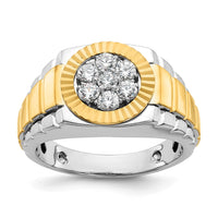 Load image into Gallery viewer, IBGoodman 14k Two-Tone 1/2 carat Lab Grown Diamond VS/SI+ G+ Complete Ribbed Men&#39;s Cluster Ring
