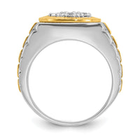Load image into Gallery viewer, IBGoodman 14k Two-Tone 1 carat Lab Grown Diamond VS/SI+ G+ Complete Ribbed Men&#39;s Cluster Ring
