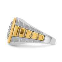 Load image into Gallery viewer, IBGoodman 14k Two-Tone 1 carat Lab Grown Diamond VS/SI+ G+ Complete Ribbed Men&#39;s Cluster Ring
