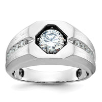 Load image into Gallery viewer, IBGoodman 14k White Gold 1 1/5 carat Lab Grown Diamond VS/SI+ G+ Complete Polished and Satin Men&#39;s Ring
