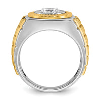 Load image into Gallery viewer, IBGoodman 14k Two Tone 1 carat Lab Grown Diamond VS/SI+ G+ Complete Polished Satin and Textured Men&#39;s Ring
