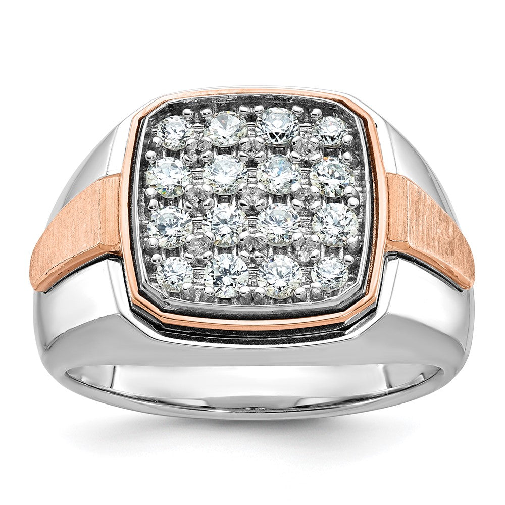 IBGoodman 14k Two Tone Rose and White Gold 1 carat Lab Grown Diamond VS/SI+ G+ Complete Cluster Men's Ring