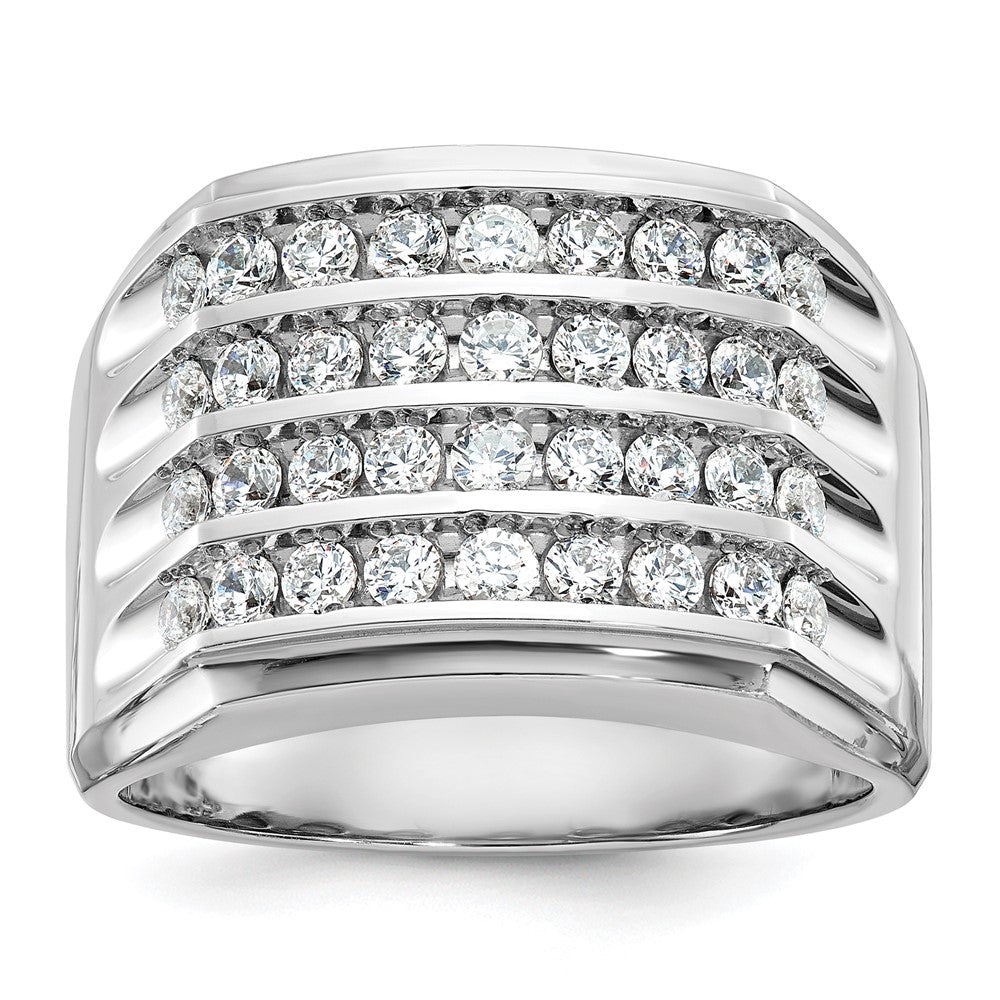 IBGoodman 14k White Gold 1 5/8 carat Lab Grown Diamond VS/SI+ G+ Complete Four Row Men's Ring