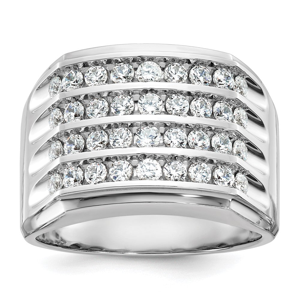 IBGoodman 14k White Gold 1 5/8 carat Lab Grown Diamond VS/SI+ G+ Complete Four Row Men's Ring