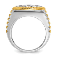 Load image into Gallery viewer, IBGoodman 14k Two-Tone 3 carat Lab Grown Diamond VS/SI+ G+ Complete Ribbed Men&#39;s Cluster Ring
