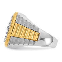 Load image into Gallery viewer, IBGoodman 14k Two-Tone 3 carat Lab Grown Diamond VS/SI+ G+ Complete Ribbed Men&#39;s Cluster Ring
