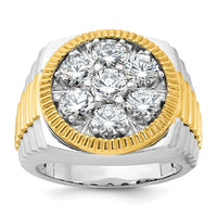 Load image into Gallery viewer, IBGoodman 14k Two-Tone 3 carat Lab Grown Diamond VS/SI+ G+ Complete Ribbed Men&#39;s Cluster Ring
