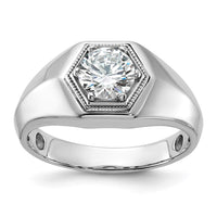 Load image into Gallery viewer, IBGoodman 14k White Gold 1 carat Lab Grown Diamond VS/SI+ G+ Complete Polished and Beaded Men&#39;s Ring
