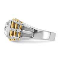 Load image into Gallery viewer, IBGoodman 14k Two-tone 1 carat Lab Grown Diamond VS/SI+ G+ Polished and Brushed Textured Complete Men&#39;s Ring

