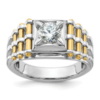 Load image into Gallery viewer, IBGoodman 14k Two-tone 1 carat Lab Grown Diamond VS/SI+ G+ Polished and Brushed Textured Complete Men&#39;s Ring
