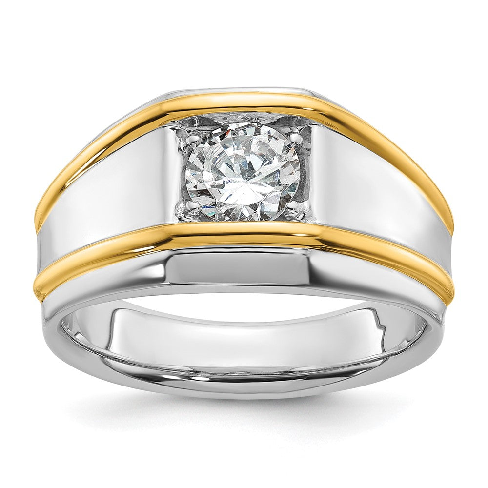 IBGoodman 14k Two Tone 1 carat Lab Grown Diamond VS/SI+ G+ Complete Polished Men's Solitaire Ring