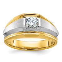 Load image into Gallery viewer, IBGoodman 14k Two Tone 3/8 carat Lab Grown Diamond VS/SI+ G+ Complete Polished and Satin Men&#39;s Ring
