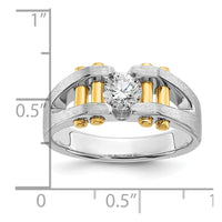 Load image into Gallery viewer, IBGoodman 14k Two-Tone 3/8 carat Lab Grown Diamond VS/SI+ G+ Polished and Satin Cut-Out Solitaire Complete Men&#39;s Ring
