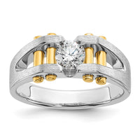 Load image into Gallery viewer, IBGoodman 14k Two-Tone 3/8 carat Lab Grown Diamond VS/SI+ G+ Polished and Satin Cut-Out Solitaire Complete Men&#39;s Ring
