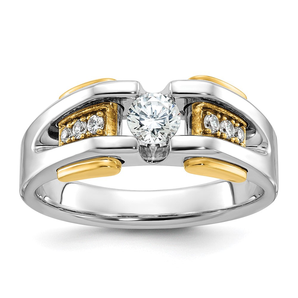 IBGoodman 14k Two Tone 1/2 carat Lab Grown Diamond VS/SI+ G+ Complete Men's Ring