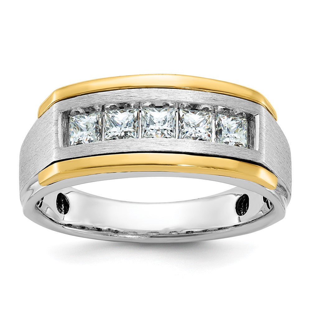IBGoodman 14k Two Tone 1 carat Lab Grown Diamond VS/SI+ G+ Complete Polished and Satin Men's Ring