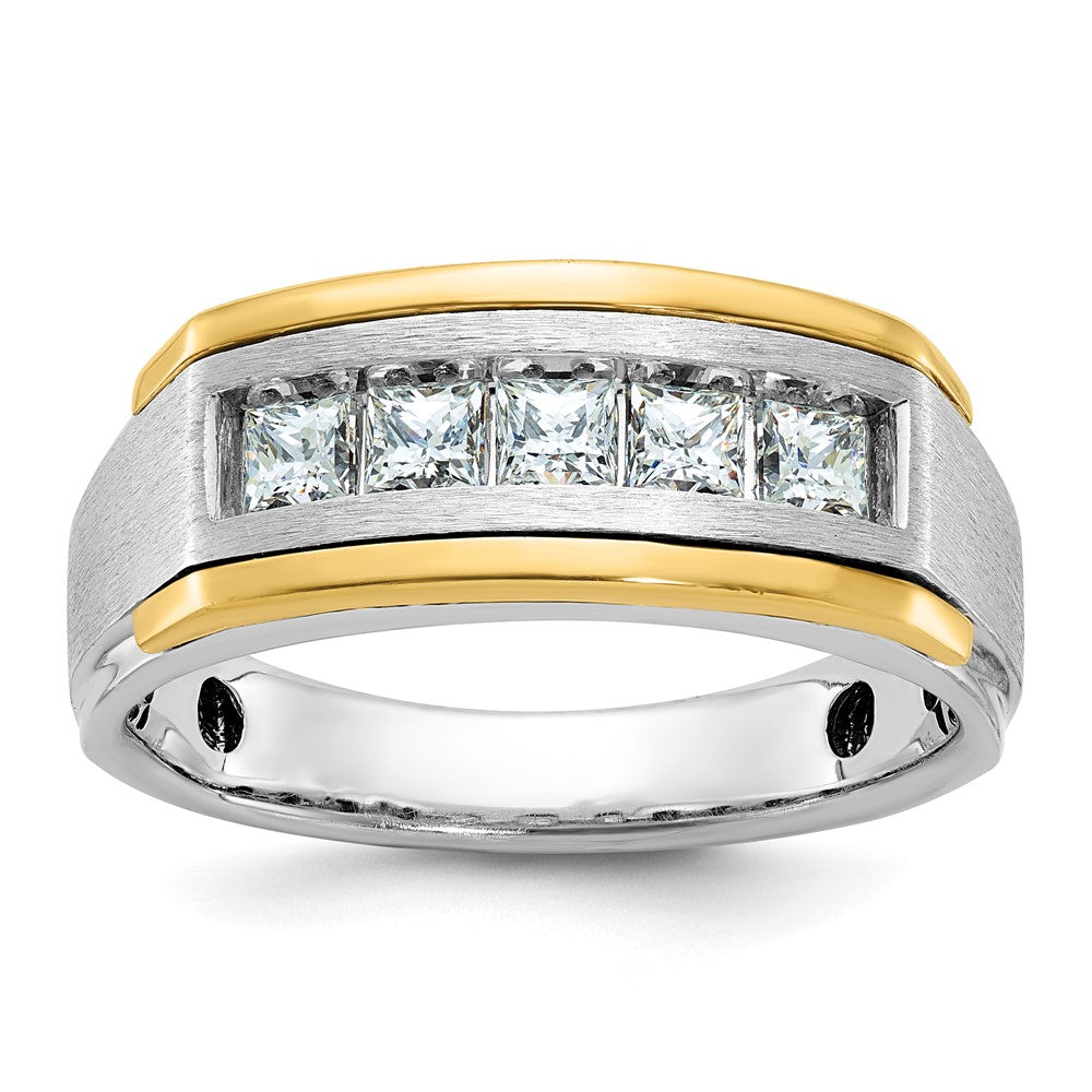 IBGoodman 14k Two Tone 1 carat Lab Grown Diamond VS/SI+ G+ Complete Polished and Satin Men's Ring