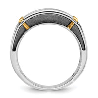 Load image into Gallery viewer, IBGoodman 14k Two Tone with Black Rhodium 1 carat Lab Grown Diamond VS/SI+ G+ Five Stone Complete Polished Satin and Grooved Men&#39;s Ring
