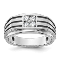 Load image into Gallery viewer, IBGoodman 14k White Gold with Black Rhodium 1/3 carat Lab Grown Diamond VS/SI+ G+ Complete Polished and Grooved Men&#39;s Ring
