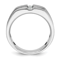Load image into Gallery viewer, IBGoodman 14k White Gold with Black Rhodium 1/5 carat Lab Grown Diamond VS/SI+ G+ Complete Satin and Grooved Three Stone Men&#39;s Ring
