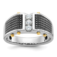 Load image into Gallery viewer, IBGoodman 14k Two Tone with Black Rhodium 1/4 carat Lab Grown Diamond VS/SI+ G+ Complete Polished and Textured Men&#39;s Ring
