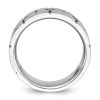 Load image into Gallery viewer, IBGoodman 14k White Gold 1/6 carat Lab Grown Diamond VS/SI+ G+ Complete Three Stone Polished Satin and Grooved Men&#39;s Ring
