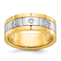 Load image into Gallery viewer, IBGoodman 14k Two Tone 1/6 carat Lab Grown Diamond VS/SI+ G+ Three Stone Complete Men&#39;s Ring
