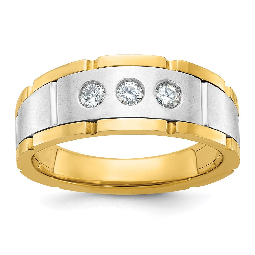 IBGoodman 14k Two Tone 1/4 carat Lab Grown Diamond VS/SI+ G+ Complete Three Stone Men's Ring