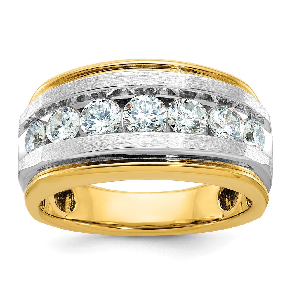 IBGoodman 14k with White Rhodium 1 1/2 carat Lab Grown Diamond VS/SI+ G+ Complete Satin Men's Ring