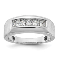 Load image into Gallery viewer, IBGoodman 14k White Gold 1 carat Lab Grown Diamond VS/SI+ G+ Five Stone Complete Polished and Satin Men&#39;s Ring
