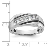 Load image into Gallery viewer, IBGoodman 14k White Gold with Black Rhodium 1 carat Lab Grown Diamond VS/SI+ G+ Complete Polished Satin and Grooved Men&#39;s Ring
