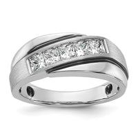 Load image into Gallery viewer, IBGoodman 14k White Gold with Black Rhodium 1 carat Lab Grown Diamond VS/SI+ G+ Complete Polished Satin and Grooved Men&#39;s Ring
