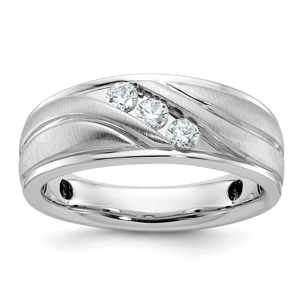 IBGoodman 14k White Gold 1/3 carat Lab Grown Diamond VS/SI+ G+ Complete Polished and Grooved Men's Ring