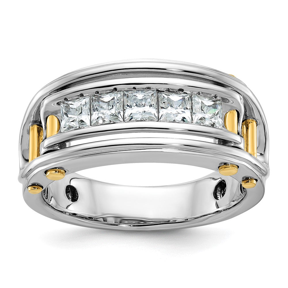 IBGoodman 14k Two Tone 1 carat Lab Grown Diamond VS/SI+ G+ Five Stone Complete Polished and Cut Out Men's Ring