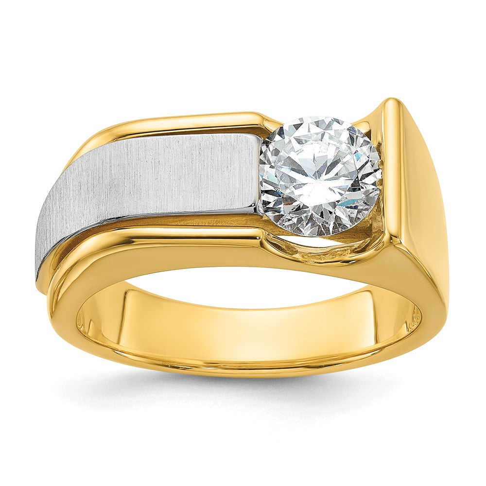 IBGoodman 14k Two Tone 1 1/4 carat Lab Grown Diamond VS/SI+ G+ Complete Polished and Brushed Men's Ring