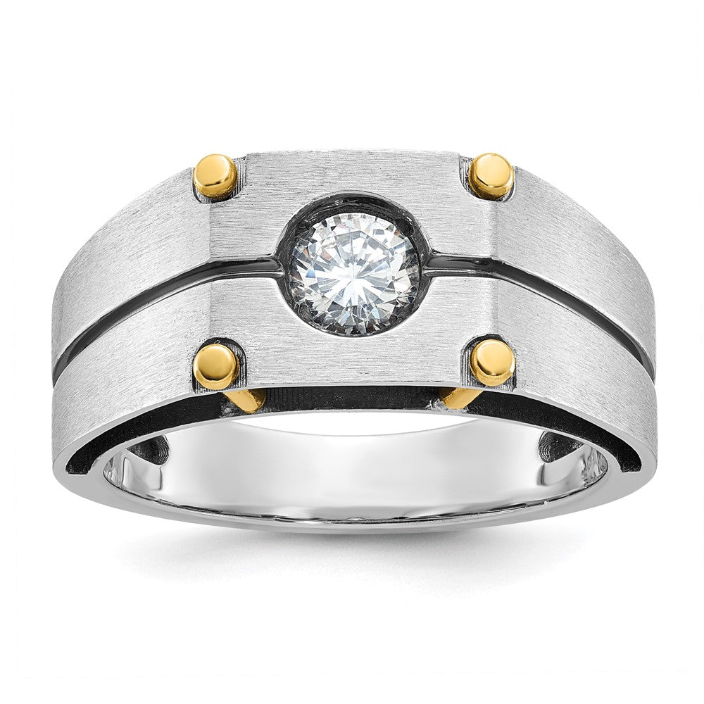 IBGoodman 14k Two Tone with Black Rhodium 1/2 carat Lab Grown Diamond VS/SI+ G+ Complete Polished and Satin Men's Ring