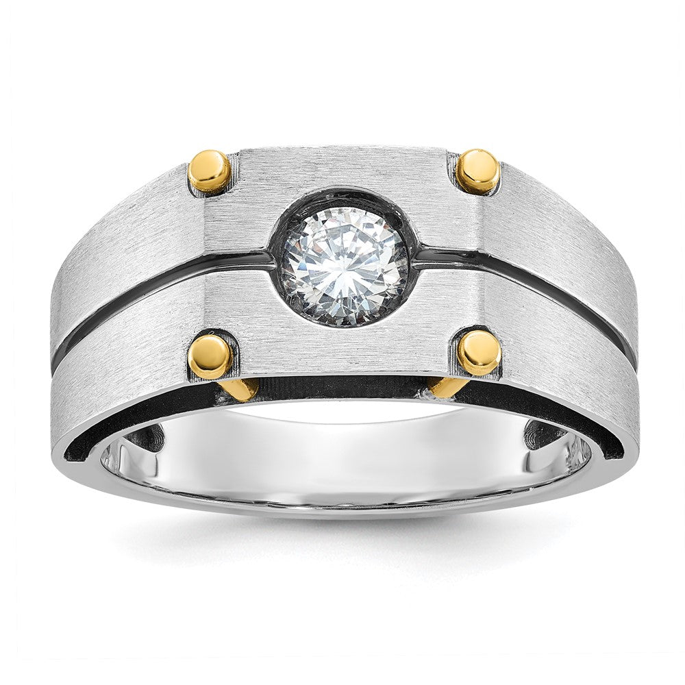 IBGoodman 14k Two Tone with Black Rhodium 1/2 carat Lab Grown Diamond VS/SI+ G+ Complete Polished and Satin Men's Ring